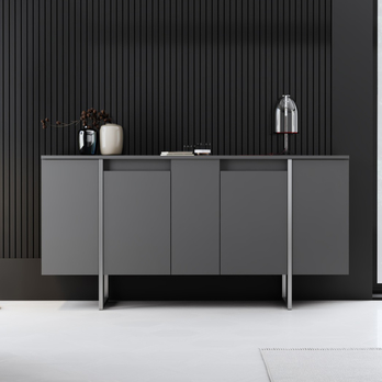 Komoda LUXE antracitová/strieborná 2