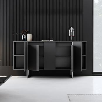 Komoda LUXE antracitová/strieborná 3