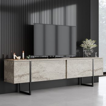 TV komoda LUXE béžová/čierna 4