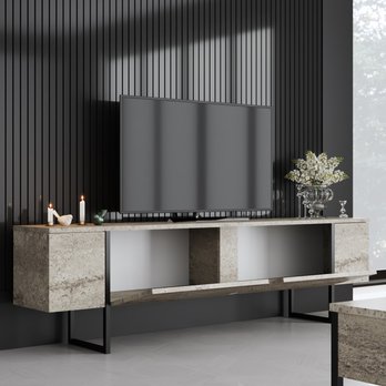 TV komoda LUXE béžová/čierna 5