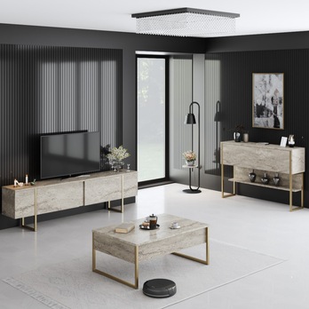 TV komoda LUXE béžová/zlatá 1