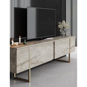 TV komoda LUXE béžová/zlatá 2