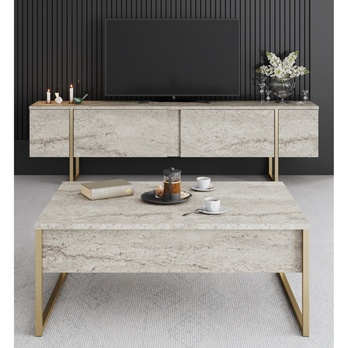 TV komoda LUXE béžová/zlatá 4