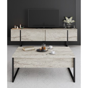Konferenčný stolík LUXE béžová/čierna 3