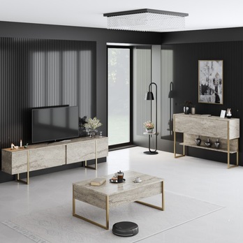 Konferenčný stolík LUXE béžová/zlatá 1