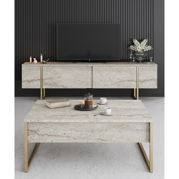 Konferenčný stolík LUXE béžová/zlatá 3
