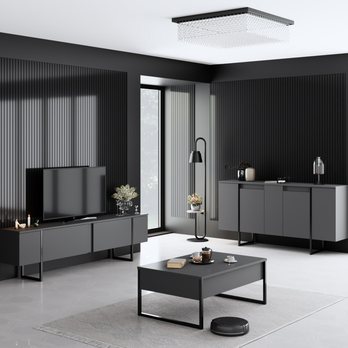 Komoda LUXE antracitová/čierna 1