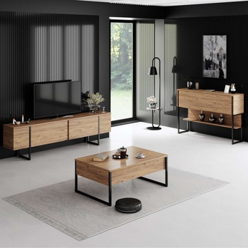 TV komoda LUXE borovica atlantic/čierna 1