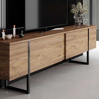 TV komoda LUXE borovica atlantic/čierna 6