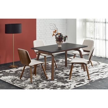 Jedálenský stôl LUZONU čierny mramor/orech 1