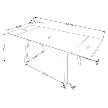 Jedálenský stôl LUZONU čierny mramor/orech 6