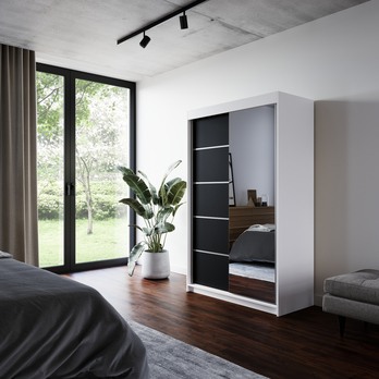 Šatní skriňa LYNA biela/čierna 1