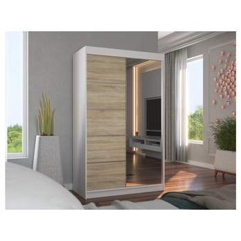 Šatní skriňa LYNA biela/dub sonoma 4