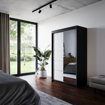 Šatní skriňa LYNA čierna/biela 1