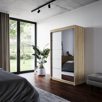 Šatní skriňa LYNA dub sonoma/biela 1