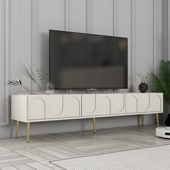 TV komoda LYON krémová/zlatá 1