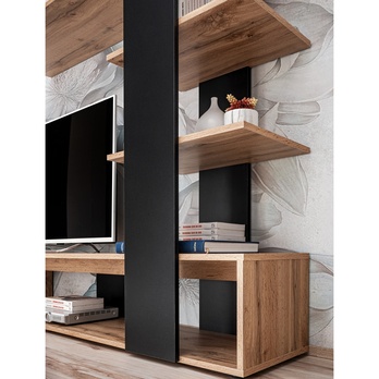 Obývacia stena MACO dub wotan/čierna 7