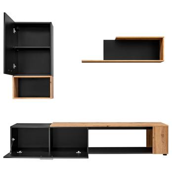 Obývacia stena MAD II dub wotan/matná čierna 2