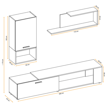 Obývacia stena MAD II dub wotan/matná čierna 12