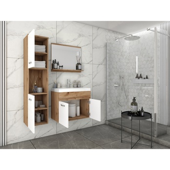 Kúpeľňová zostava MAEL XL dub wotan/biela lesklá 1