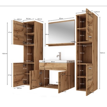 Kúpeľňová zostava MAEL XL antracitová/biela lesklá 2