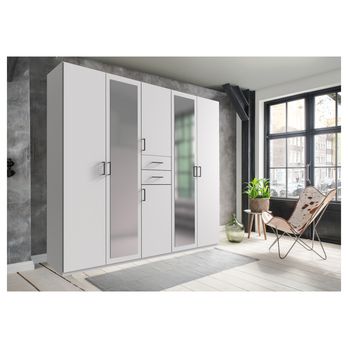 Šatníková skriňa MAEVE biela, šírka 225 cm 1