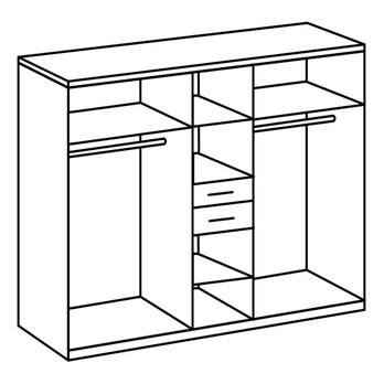 Šatníková skriňa MAEVE biela, šírka 225 cm 2