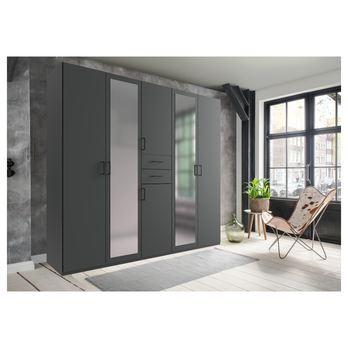 Šatníková skriňa MAEVE grafitová, šírka 225 cm 1