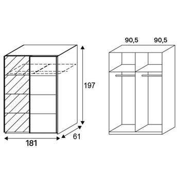 Šatníková skriňa MAHUNY II alpská biela, šírka 181 cm 3