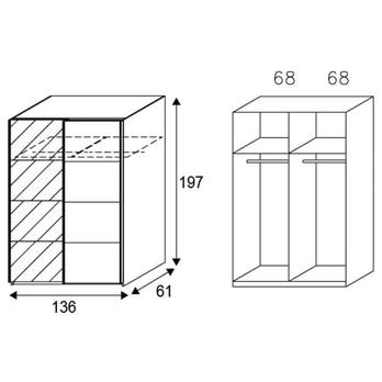 Šatníková skriňa MAHUNY alpská biela, 136 cm 3