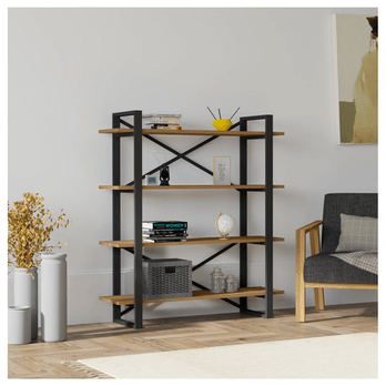 Regál na knihy  MAKRO orech/kov 1