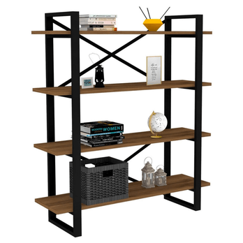 Regál na knihy  MAKRO orech/kov 2