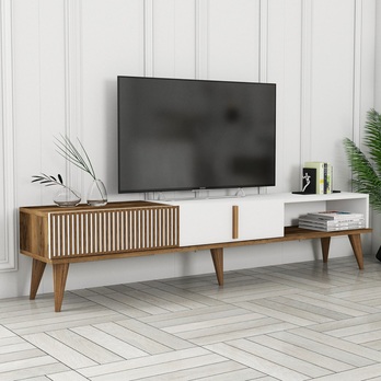 TV komoda  MALOMA 2 orech/biela polar 1