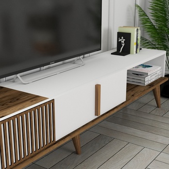 TV komoda  MALOMA 2 orech/biela polar 3