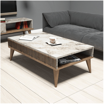 Konferenčný stolík MALOMA orech/biela 1