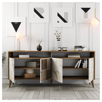 Komoda MALOMA orech/biely mramor 2