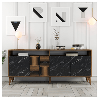 Komoda MALOMA orech/čierny mramor 1