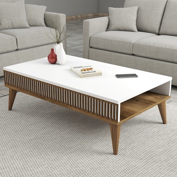 Konferenčný stolík MALOMA biela/orech 1