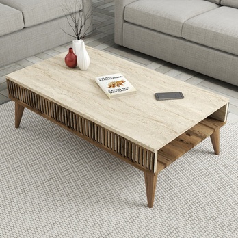 Konferenčný stolík MALOMA orech/béžová 1