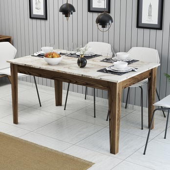 Jedálenský stôl MALOMA orech/biely mramor 1