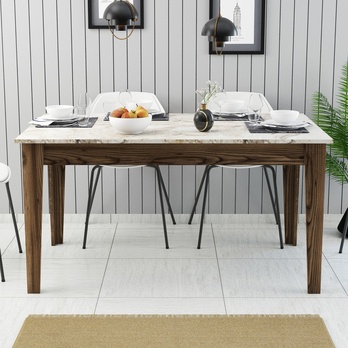 Jedálenský stôl MALOMA orech/biely mramor 3