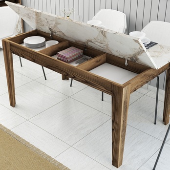 Jedálenský stôl MALOMA orech/biely mramor 4