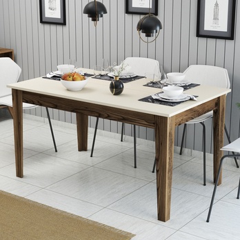 Jedálenský stôl MALOMA orech/krémová 1