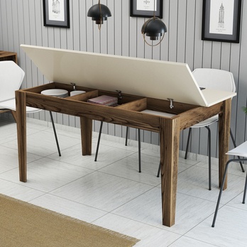 Jedálenský stôl MALOMA orech/krémová 2