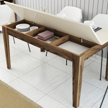 Jedálenský stôl MALOMA orech/krémová 4