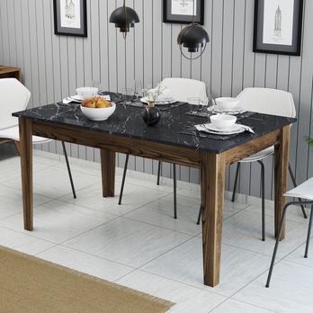 Jedálenský stôl MALOMA orech/čierny mramor 1