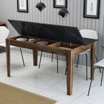 Jedálenský stôl MALOMA orech/čierny mramor 2