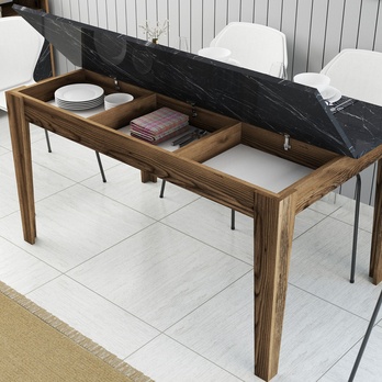 Jedálenský stôl MALOMA orech/čierny mramor 4