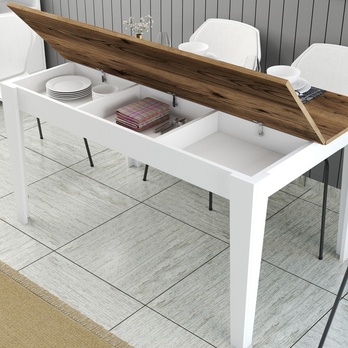 Jedálenský stôl MALOMA biela/orech 4