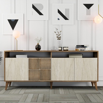 Komoda MALOMA orech/béžová 1